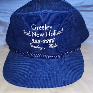 Vtg Ford New Holland Greeley. Colorado Blue Corduroy Cap One Size fits All Used